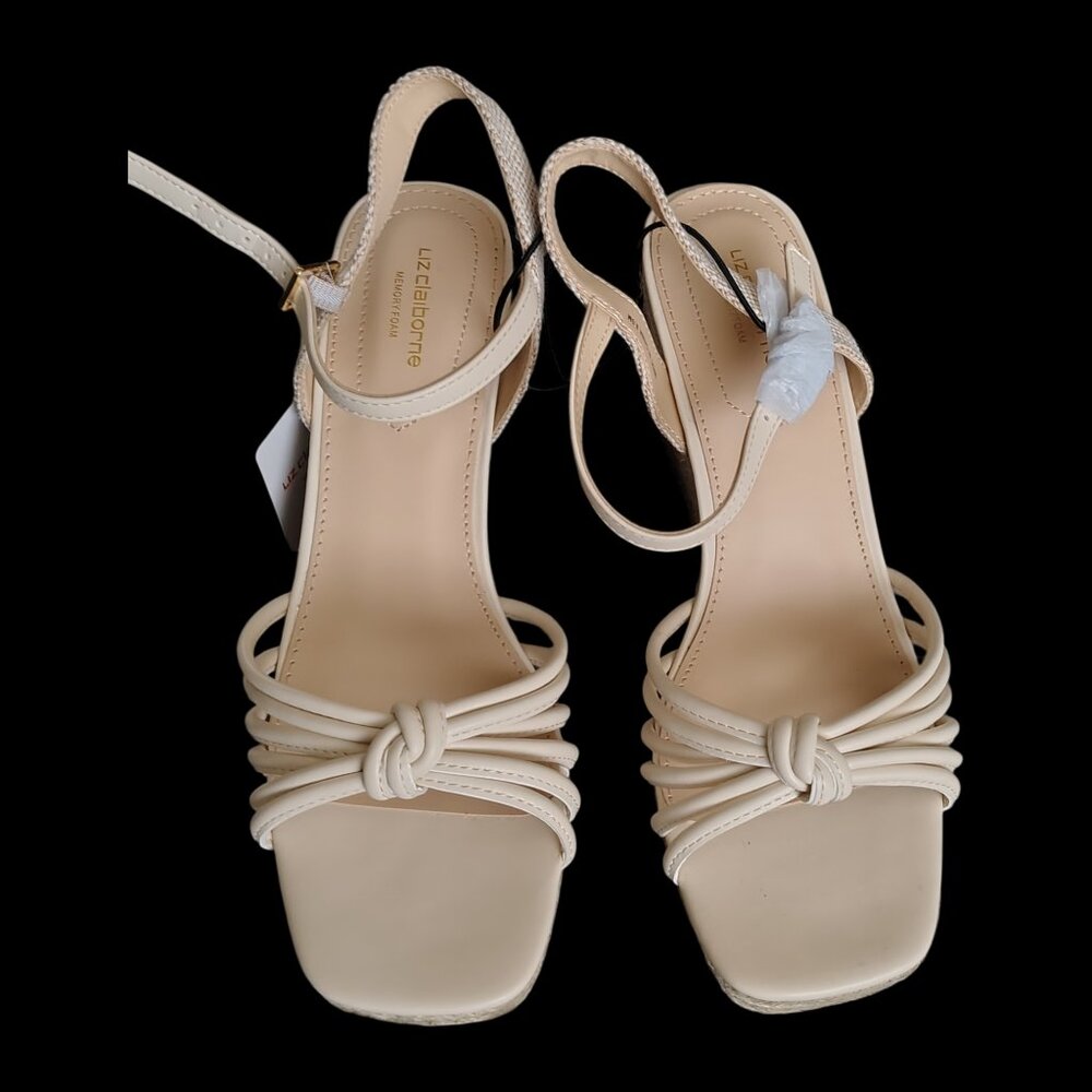 Liz Claiborne Woman's Marcos Wedge Sandals Size 8.5 Color - Cream